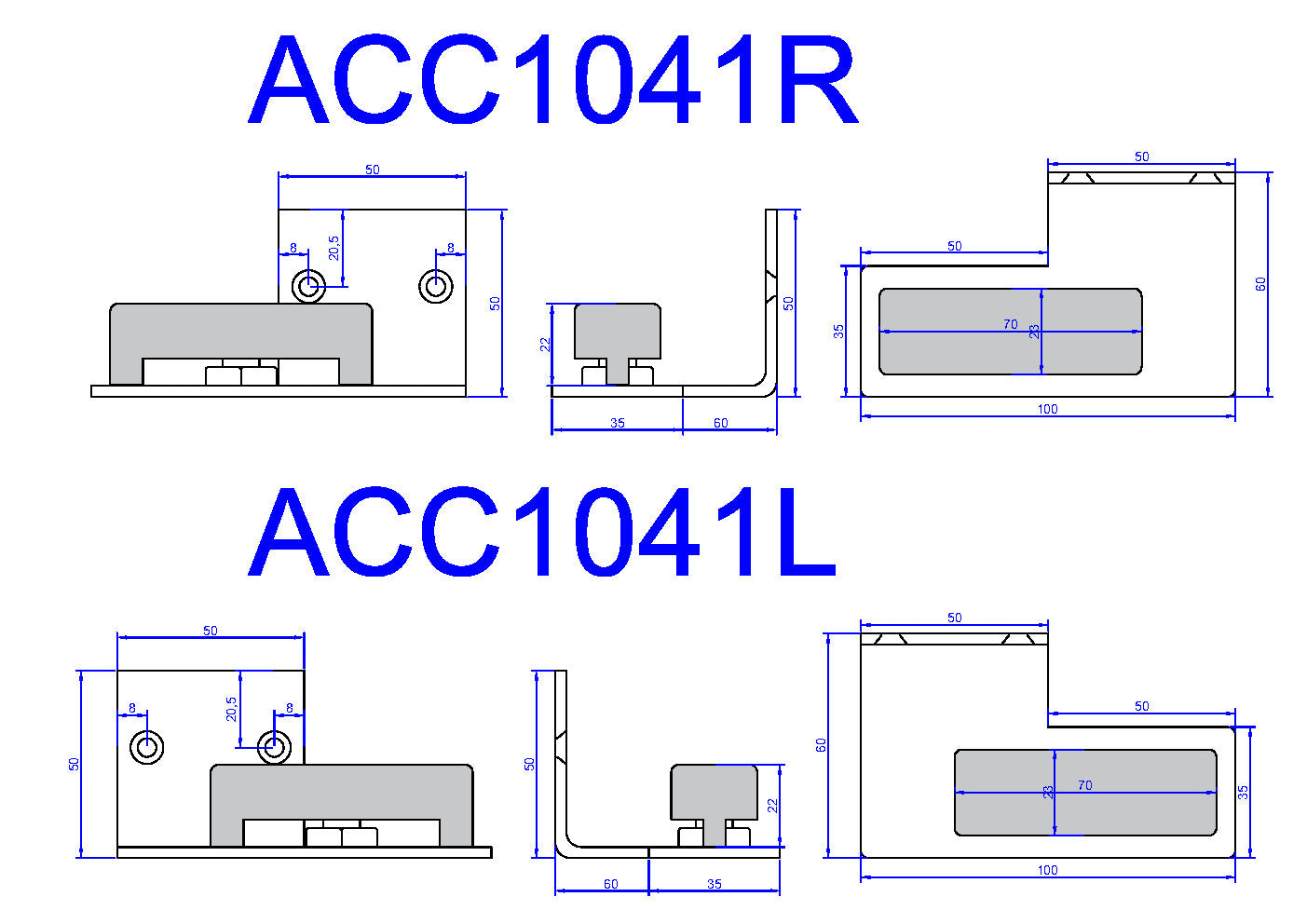 ACC1041L Floor Guide Mullion Mount L/H