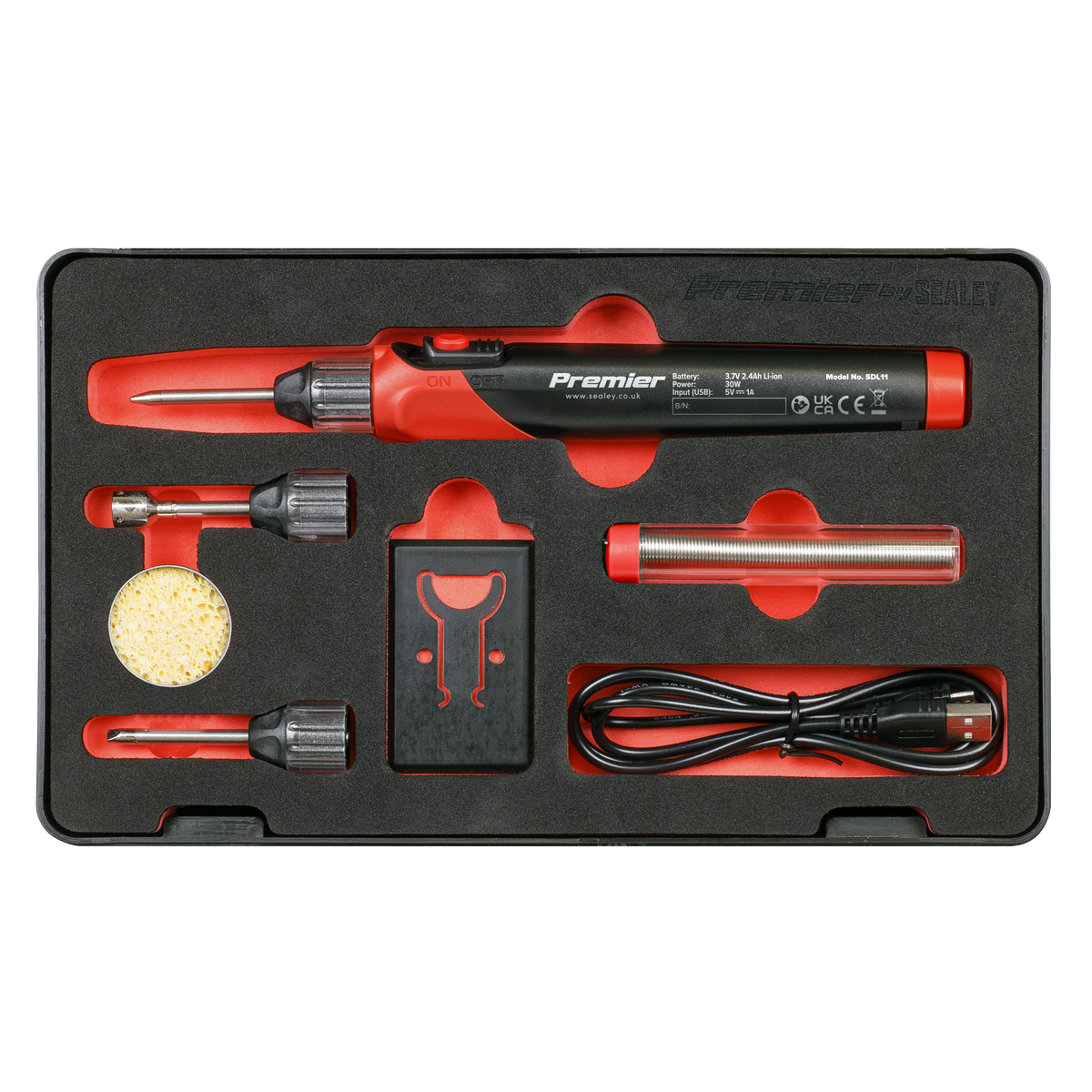 ENT1036 Sealey SDL11 Rechargeable Soldering Iron Kit 30W