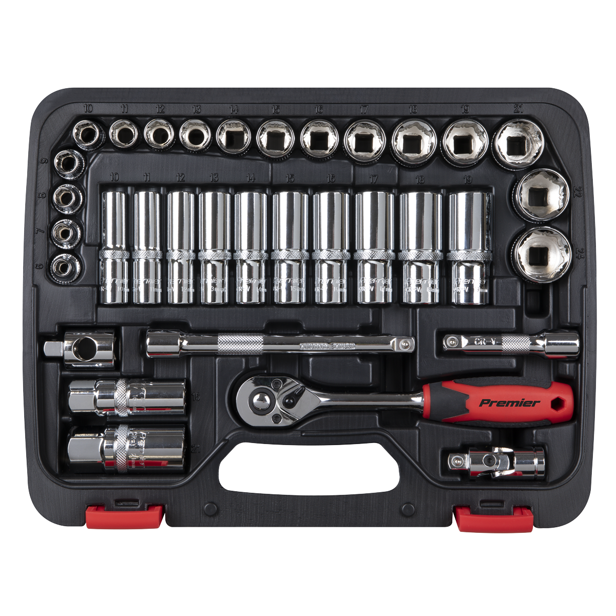ENT1058 Sealey Premier AK27481 Lock-On™ Socket Set 3/8" Sq Drive 34pc