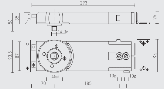 40TC00412. AXIM Transom Closer Hold-open, Medium duty