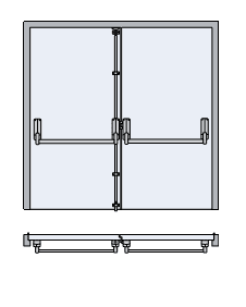 40TC00850. BRITON 377.R.SE Push Bar Panic Exit for Double Drs, Silver