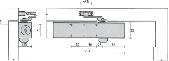 40TC01224 AXIM1500-BC-AL Multi Strength Surface Closer Silver Size 2-5