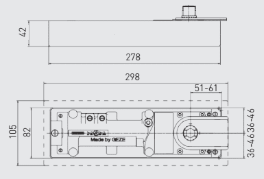40TC5401. GEZE TS 500 NV Floor Spring Without Hold Open