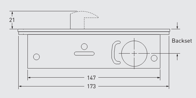 40TCLK-2100-25R. AXIM LK-2100 Series Narrow Stile Round Cylinder Hook Lock