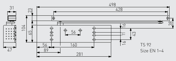 42020101 dormakaba TS92B Pull-Side Silver-EN1-4 (Arm not inc)
