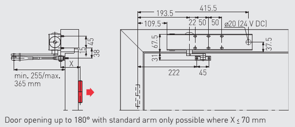 53110001 dormakaba TS73 EMF Silver (Comp unit) - Frame Fix - EN4