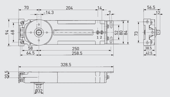 85312101 dormakaba RTS85 Fixed Hold-open 90 - Std spindle - EN3