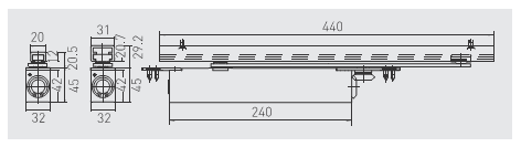 G-123470 GEZE Boxer concealed cam action closer with arm EN 2-4