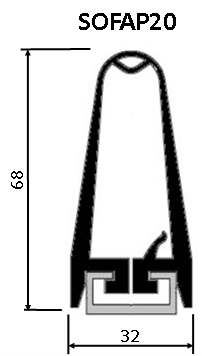 GAB4387 Ditec SOFAP20 Passive Safety Edge (Pre-Assembled) 2000mm x 68mm