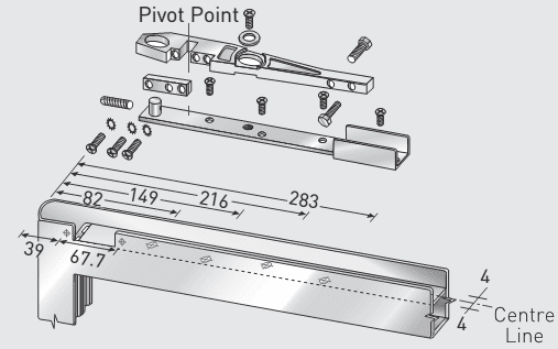 R-11265 Rutland SLA 80 Side Load Arm for Transom Closer