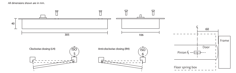 R-11851 Rutland TS.7004 Floor Spring Non Hold Open, B/Check EN4
