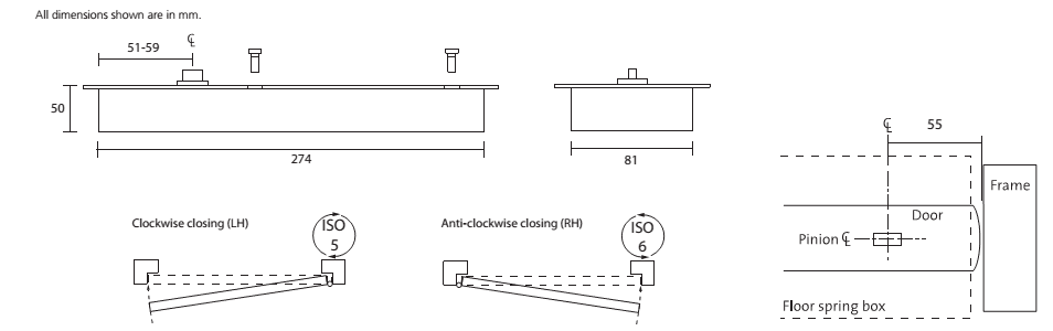 R-11853 Rutland TS.7104 Floor Spring, Hold Open, B/Check EN1-4