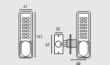 SEC1102 CODELOCKS CL100 Series - Light Duty Tubular Mortice Latch Lock Back to Back