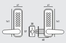 SEC1105 CODELOCKS CL400 Series - Medium Duty Tubula Mortice Latch Lock Back to Back