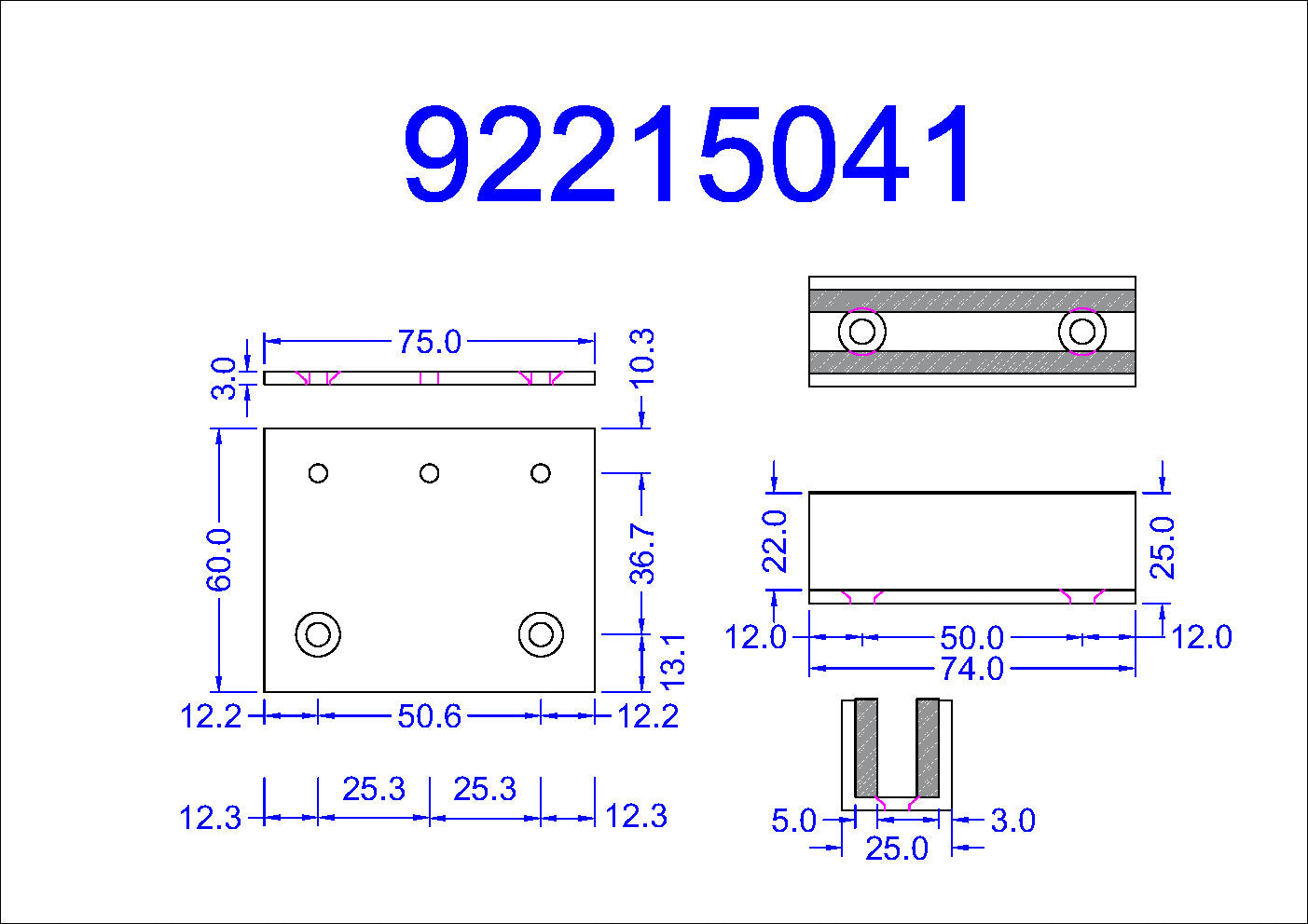 92215041 DORMA Floor Guide for 10mm Glass