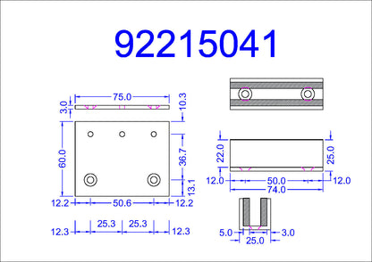 92215041 DORMA Floor Guide for 10mm Glass