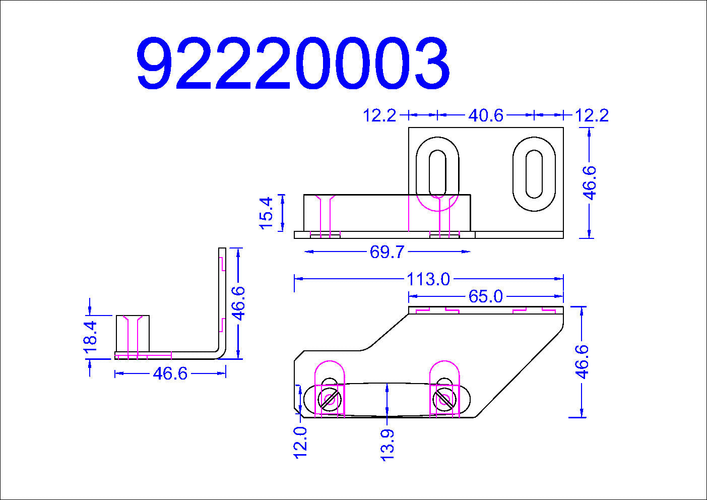 92220003 DORMA Right Hand Floor Guide for Telescopic