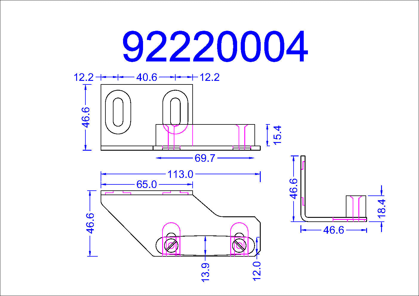 92220004 DORMA Left Hand Floor Guide for Telescopic