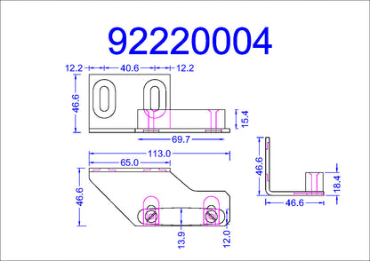 92220004 DORMA Left Hand Floor Guide for Telescopic