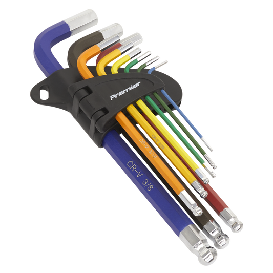 ENT1021 Sealey Premier Imperial Long Ball-End Hex Key Set 9pc