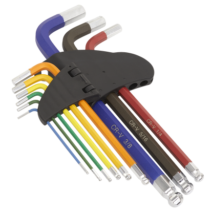 ENT1021 Sealey Premier Imperial Long Ball-End Hex Key Set 9pc