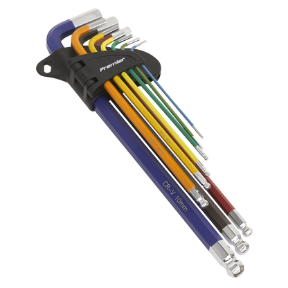 ENT1022 Sealey Premier Extra Long Ball-End Hex Key Set 9pc