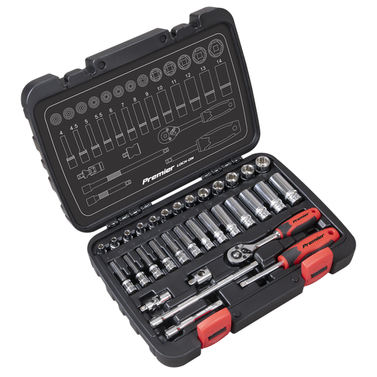 ENT1059 Sealey Premier AK27480 Lock-On™ Socket Set 1/4"Sq Drive 32pc