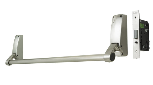 40TC00089. BRITON 379.N.SE Push Bar Panic Exit with Nightlatch, Silver