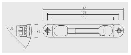 40TC00620. AXIM 6201-R12 Flush Bolt with Radius Face Silver Anodized