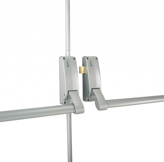 40TC00850. BRITON 377.R.SE Push Bar Panic Exit for Double Drs, Silver