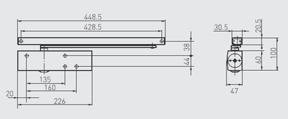 40TC028348 GEZE TS3000V Door Closer Body - Silver