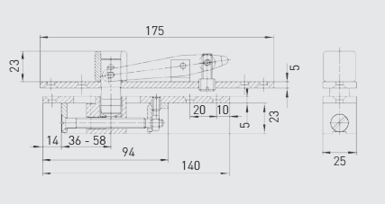 40TC5394. GEZE Type C top centre comp for D/A wood and metal doors