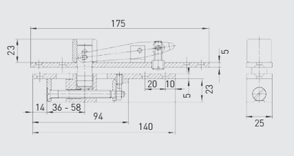 40TC5394. GEZE Type C top centre comp for D/A wood and metal doors