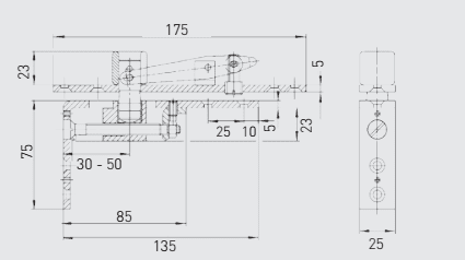 40TC5411. GEZE Type B top centre complete for double action wood doors