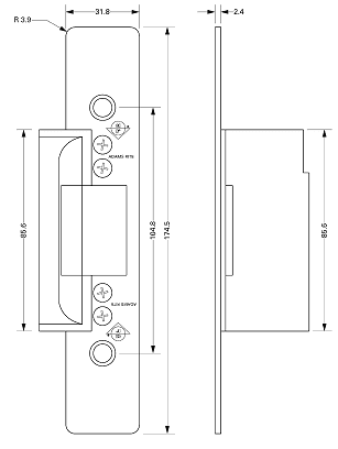 40TC7130-315-628 Adams Rite 7130 Fail Secure/Failsafe Electric Strike