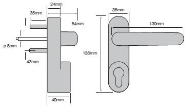 40TCPH361-02 STRAND PH361 Antipanic Outside Access, Silver