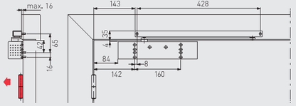 43020001 dormakaba TS93 B Pull Side - Silver - EN2-5 (Arm not inc)