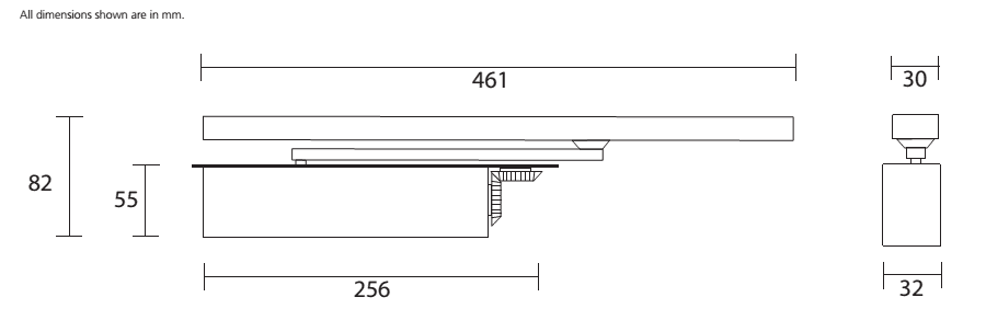 R-11173 Rutland ITS 11204 Concealed Cam Action Door Closer Nickel