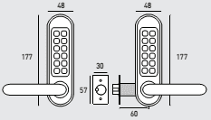 SEC1108 CODELOCKS CL500 Series - Heavy Duty Tubular Mortice Latch Lock "Back to Back"