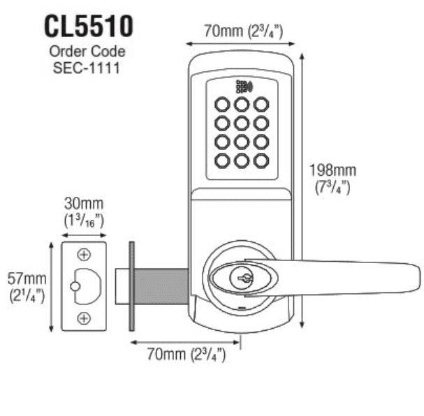 SEC1111 CODELOCKS CL5500 Series Standalone Smart Code Lock