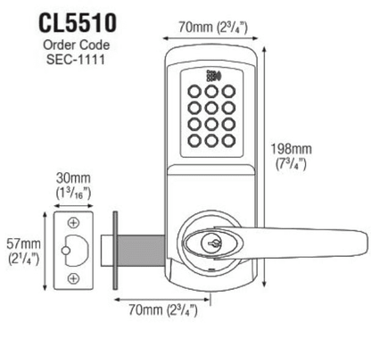 SEC1111 CODELOCKS CL5500 Series Standalone Smart Code Lock